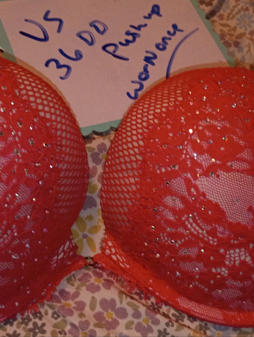 Victoria Secret Push Up Bra 36DD VS lace Beautiful Like New Sexy